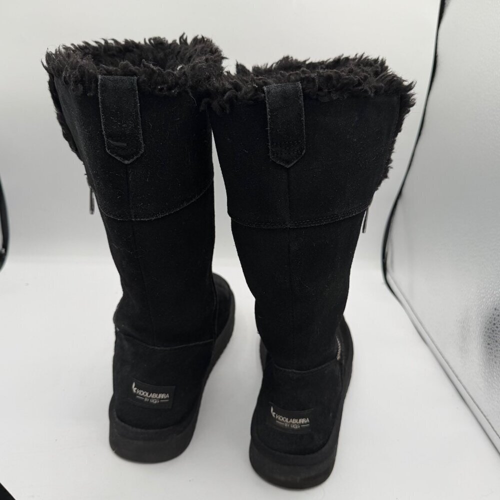 Koolaburra By UGG Aribel Tall Boots Womens Size 9 Black Suede Shearling - Picture 4 of 12